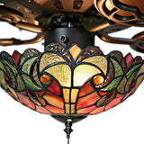 52"W Tiffany Style Halston Ceiling Fan - HomeDecorAndTools.com