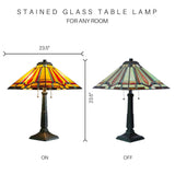 River of Goods 23.5 in. Multi-Colored Table Lamp with Stained Glass Mission Style Shade 11614