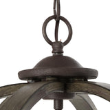Progress Lighting P400129-148 Keowee Collection 24.13 in. 6-Light Artisan Iron Orb Chandelier with Elm Wood Accents