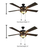 River of Goods Braxton 52 in. Bronze Mission Stained Glass Ceiling Fan with Light and Remote Control 19549