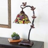 River of Goods 23 in. Red Indoor Table Lamp with Stained Glass Floral Shade 8960