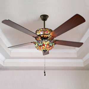 52"W Tiffany Style Halston Ceiling Fan - HomeDecorAndTools.com