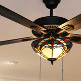River of Goods Braxton 52 in. Bronze Mission Stained Glass Ceiling Fan with Light and Remote Control 19549