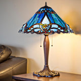 River of Goods 25.5 in. Blue Lamp with Stained Glass Shade 8665