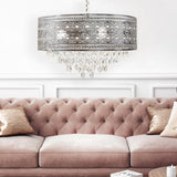 River of Goods Brielle 3-Light Silver Chandelier with Polished Nickel and Crystal Shade 19374
