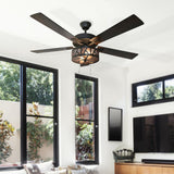 River of Goods Regal 52 in. Oil Rubbed Bronze Caged Ceiling Fan with Light 19545