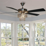 River of Goods 52 in. Satin Nickel Demi Braid Enlaced Crystal Ceiling Fan with Light 19543