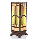 River of Goods 17 in. Amber Hurricane Lamp with Stained Glass Shade 15052
