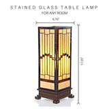 River of Goods 17 in. Amber Hurricane Lamp with Stained Glass Shade 15052