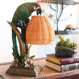 13.8 in. Multi-Colored Welcoming Parrot Table Lamp with Wicker Basket Shade River of Goods 16349 Home Decorators Outlet www.HomeDecorAndTools.com