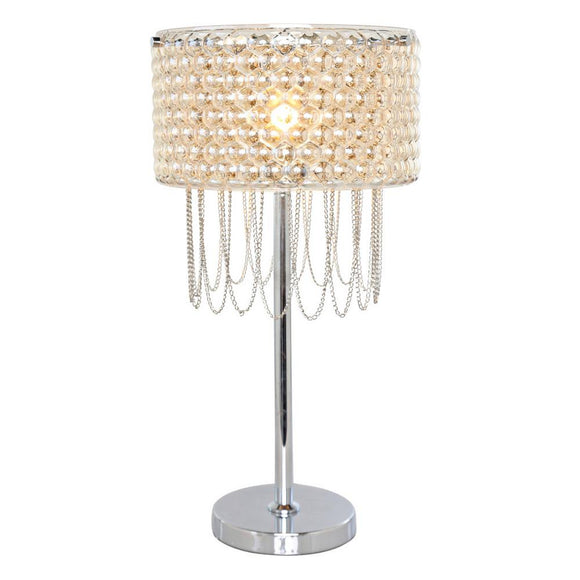  River of Goods 24 in. Champagne Plated Glass and Draped Chain Fringe Table Lamp 16402