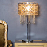  River of Goods 24 in. Champagne Plated Glass and Draped Chain Fringe Table Lamp 16402