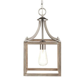 Boswell Quarter 9.44 in. 1-Light Brushed Nickel Kitchen Island Mini Pendant with Painted Weathered Gray Wood Accents Home Decorators Collection  7947HDCDI