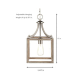 Boswell Quarter 9.44 in. 1-Light Brushed Nickel Kitchen Island Mini Pendant with Painted Weathered Gray Wood Accents Home Decorators Collection  7947HDCDI