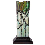 River of Goods 17 in. Green Table Lamp with Stained Glass Lavish Vine Hurricane Shade 14697