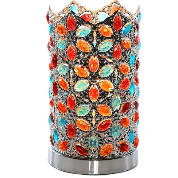 Poetic Wanderlust by Tracy Porter 10.5 in. Multi-Colored Table Lamp with Fairlea Jeweled Chrome Shade River of Goods 15551 Home Decorators Outlet HomeDecorAndTools.com