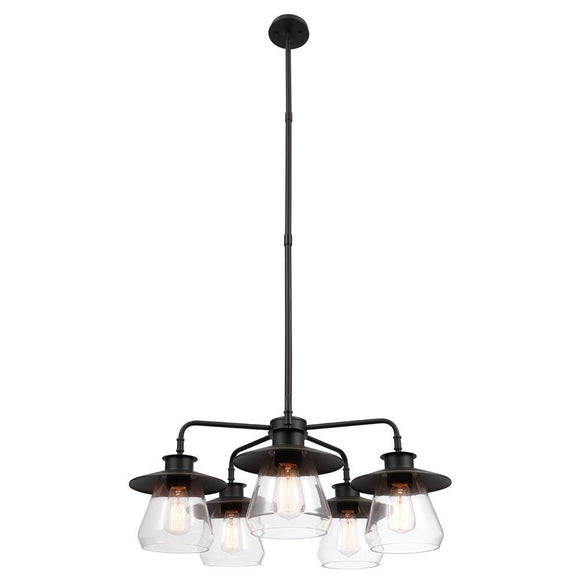 Nate 5-Light Oil Rubbed Bronze Chandelier with Clear Glass Shades Globe Electric 60471 Home Decorators Outlet HomeDecorAndTools.com