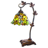 River of Goods 23 in. Multi-Colored Indoor Desk Lamp with Stained Glass Floral Leaf Shade 11048