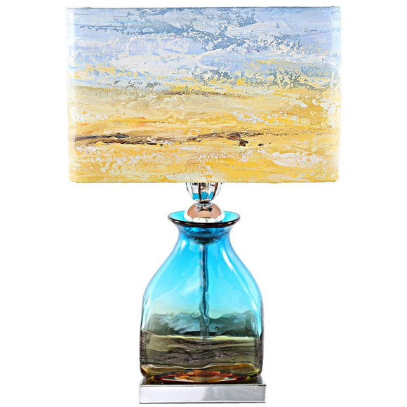 20.75 in. Multi-Colored Indoor Table Lamp with Hand Painted San Diego Sunrise Shade River of Goods 15291S Home Decorators Outlet HomeDecorAndTools.com