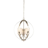 3-Light Brushed Nickel Chandelier with Etched White Glass Shades Hampton Bay WB1002-CL Home Decorators Outlet HomeDecorAndTools.com