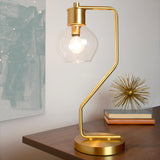 River of Goods 19 in. Brushed Gold Table Lamp with Glass Shade 19580