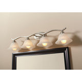 Andenne 4-Light Brushed Nickel Bath Vanity Light with Bell Shaped Marbleized Glass Shades