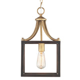 Home Decorators Collection Boswell Quarter Collection 1-Light Vintage Brass Mini-Pendant with Painted Black Distressed Wood Accents 7947HDCVBDI