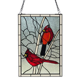 Red Northern Cardinal Songbird Stained Glass Window Panel River of Goods 19924 Home Decorators Outlet www.HomeDecorAndTools.com