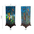 River of Goods 19664 17.5 in. Blue Dragonfly Prairie Table Lamp with Stained Glass Shade