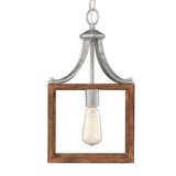 Boswell Quarter Collection 1-Light Galvanized Mini-Pendant with Painted Chestnut Wood Accents 7947HDCGLDI