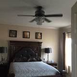 52 in. Silver Ceiling Fan with Punched Metal Triple-Tiered Clear Crystals River of Goods 18913 Home Decorators Outlet HomeDecorAndTools.com
