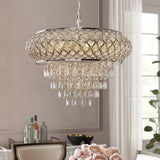 River of Goods 5-Light Chrome Chandelier with Tiered Crystal Glass Shade 18903
