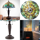 20 in. Green Indoor Table Lamp with Stained Glass Vivienne Baroque Style Shade River of Goods 10836 Home Decorators Outlet HomeDecorAndTools.com