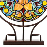 21.75 in. Multi-Colored Indoor Table Lamp with Webbed Hearts Tiffany Style Stained Glass Panel River of Goods 15044 Home Decorators Outlet HomeDecorAndTools.com
