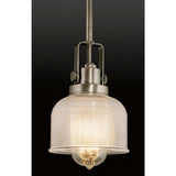 Archie Collection 1-Light Antique Nickel Mini Pendant with Clear Prismatic Glass - HomeDecorAndTools.com