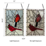 Red Northern Cardinal Songbird Stained Glass Window Panel River of Goods 19924 Home Decorators Outlet www.HomeDecorAndTools.com