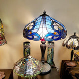 24.25 in. Blue Indoor Table Lamp with Stained Glass Sea Shore Shade River of Goods 15051 Home Decorators Outlet HomeDecorAndTools.com