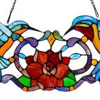 River of Goods Multi-Colored Stained Glass Hummingbird Floral Window Panel 11880