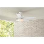 Hampton Bay North Pond 52 in. LED Outdoor Matte White Ceiling Fan with Light 1003 939 557
