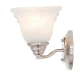 Trinidad 3-Light Indoor Brushed Nickel Bath or Vanity Wall Mount with Alabaster Glass Bell Shades Volume Lighting V5233-33