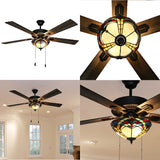 Braxton 52 in. Bronze Mission Stained Glass Ceiling Fan with Light River of Goods 19549 Home Decorators Outlet HomeDecorAndTools.com