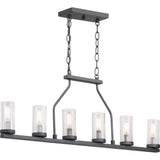 Hartwell 6-Light Graphite Island Chandelier with Antique Nickel Accents and Clear Seeded Glass Progress Lighting P400127-143
