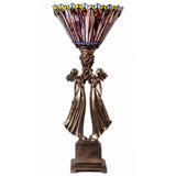 River of Goods 14766 27 in. Amber Table Lamp Torchiere with Stained Glass Art Deco Shade and Figural Base - HomeDecorAndTools.com