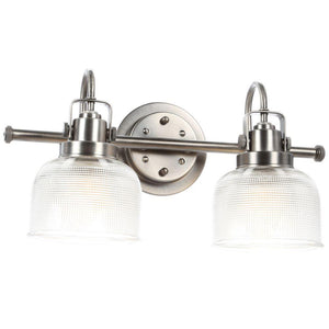 Progress Lighting Archie Collection 17 in. 2-Light Antique Nickel Bathroom Vanity Light with Glass Shades Model # P2991-81DI