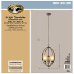 Hampton Bay 3-Light Brushed Nickel Chandelier with Etched White Glass Shades WB1002-CL