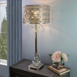 River of Goods Brielle 28.75 in. Silver Table Lamp with Polished Nickel and Crystal Shade 19370