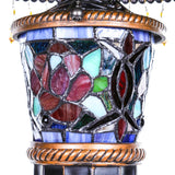 River of Goods 11688 27.5 in. Multi-Colored Stained Glass Indoor Table Lamp with Parisian Shade and Lit Base - HomeDecorAndTools.com