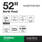 Hampton Bay North Pond 52 in. LED Outdoor Matte White Ceiling Fan with Light 1003 939 557