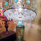 24.25 in. Turquoise Indoor Table Lamp with Gloria's Crystal Beaded Shade and Mosaic Base River of Goods 15296S Home Decorators Outlet www.HomeDecorAndTools.com