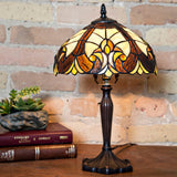 River of Goods 16 in. Multi-Colored Indoor Table Lamp with Stained Glass Halston Shade 12301